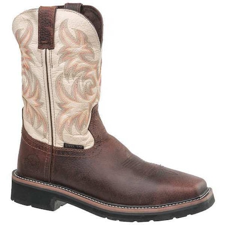 Men's Western Boot, 13 EE, Steel Toe, 11 in H, Brown, WK4684