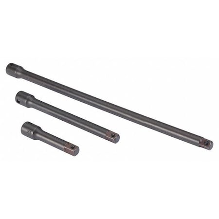 3/8" Drive Impact Socket Extension Set, SAE, Metric, 3 pcs, Black Oxide, 3 in, 6 in, 12 in L