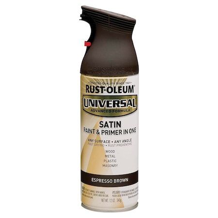Spray Paint, Expresso Brown, Satin, Solvent, 12 oz