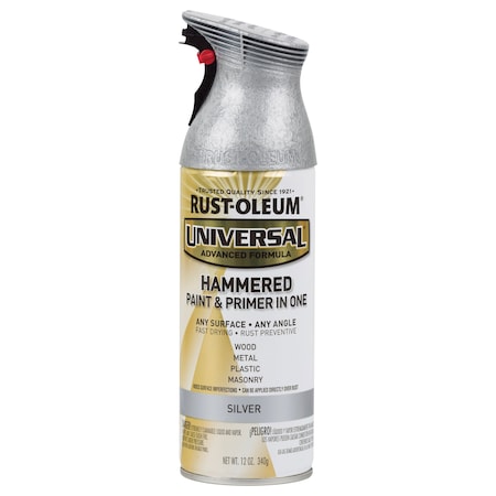Spray Paint, Silver, Hammered, Solvent, 12 oz