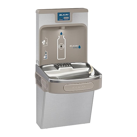 Drinking Fountain with Bottle Filler On-Wall Mount, 1 Levels, Silver, Indoor