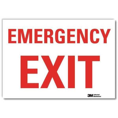 No Header, Emergency Exit, 14" W x 10" H, Rectangle, Vinyl