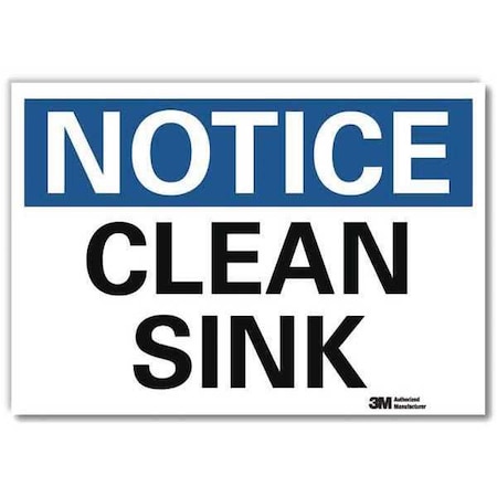 Notice, Clean Sink, 5 in x 7 in, Horizontal Rectangle, Reflective Sheeting, U5-1102-RD_7X5