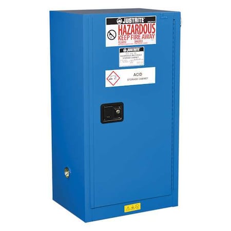 Hazardous Material Storage Cabinet, 15 gal, 1 Shelves, Steel, 23 1/4 in W x 44 in H x 18 in D, Blue