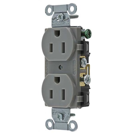 Straight Blade Receptacle, 5-15R, 15 A, 125V AC, 2 Pole, 3 Wire, Flush Mount, Isolated Ground
