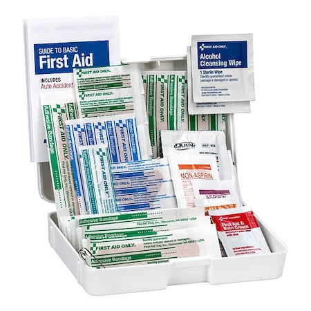 First Aid Kit, Serves 15 People, 47 Components, Plastic Portable Case
