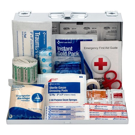 Contractor's First Aid Kit, Serves 25 People, 179 Components, Metal Case