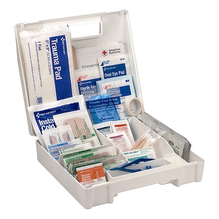 First Aid Kit and Housing, Plastic 130 Components, 50 People Served