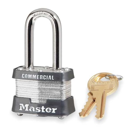 Padlock, Keyed Different, Long Shackle, Rectangular Steel Body, Steel Shackle, 5/8 in W