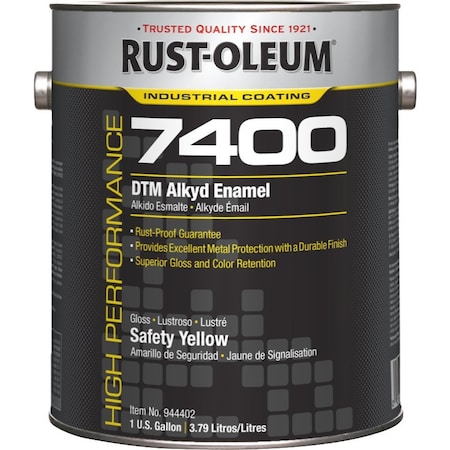 Interior/Exterior Paint, High Gloss, Oil Base, Safety Yellow, 1 gal