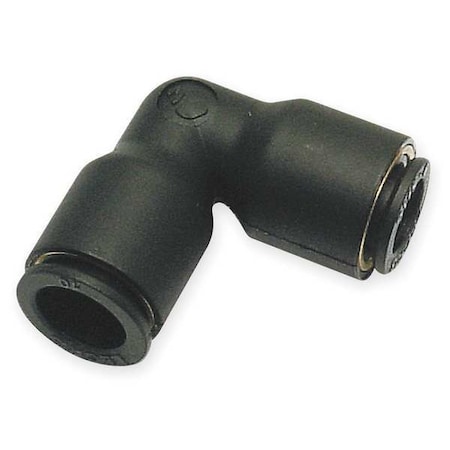 Push-Fit Elbow Fitting, 6mm Tube Size, Fiberglass-Reinforced Nylon, Black, 10 PK