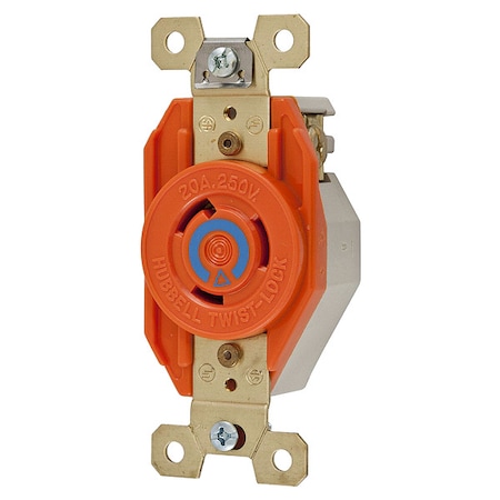 Locking Receptacle, L6-20R, 20 A, 250V AC, Single Phase, 2 Pole, Flush Mount, Screw Terminals