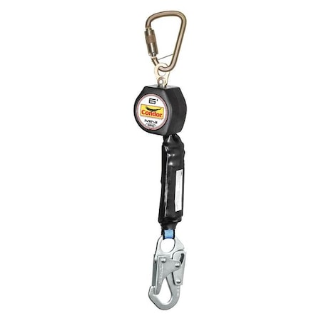 Self-Retracting Lifeline, Steel Snap Hook, Steel Carabiner, 1 Legs, 310lb. Wt. Capacity, 6 ft. L