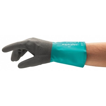 AlphaTec(R) 58-530B Chemical Resistant Gloves, Nitrile, 11 in L, 13 mil, Black, Green, 11, 1 PR