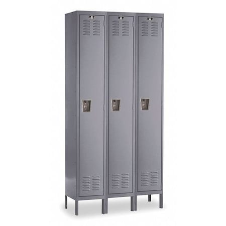Wardrobe Locker, 36 in W, 15 in D, 66 in H, (1) Tier, (3) Wide, Dark Gray