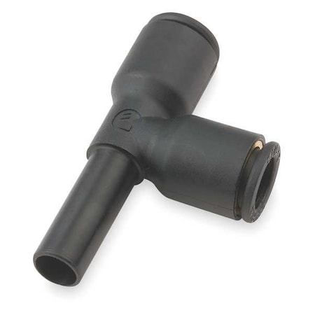 Push-Fit Tee Fitting, 1/4 in Tube Size, Brass, Fiberglass-Reinforced Nylon, Black, 10 PK