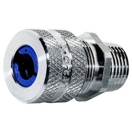 Liquid Tight Cord Connector, Straight, Aluminum, 1-5/8 in L, 1/2 in MNPT, Silver