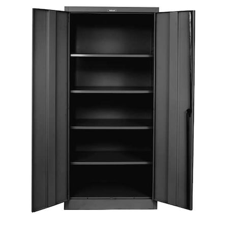 Shelving Storage Cabinet, 78 in H, 36 in W, 18 in D, Swing, Keyed, Black, 4 Shelves, 0 Drawers