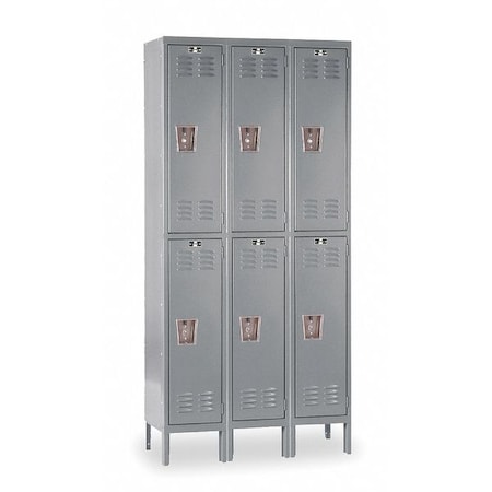 Wardrobe Locker, 45 in W, 18 in D, 78 in H, (2) Tier, (3) Wide, Dark Gray