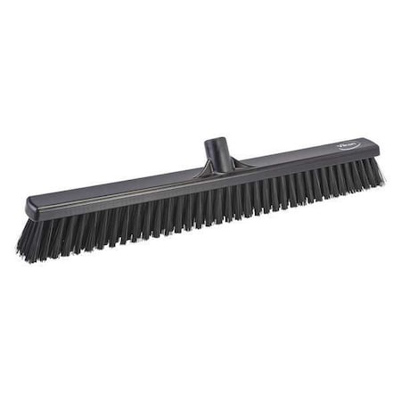 24 in Sweep Face Broom Head, Soft/Stiff Combination, Synthetic, Black