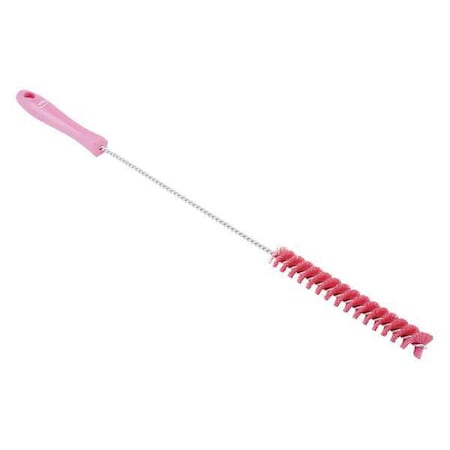 3/4" W Tube and Valve Brush, Medium, 14 in L Handle, 6 in L Brush, Pink, 20 in L Overall