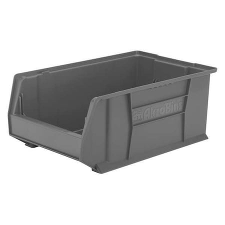 Storage Bin, Plastic, Gray, 8 in H, 12 3/8 in W, 20 in L