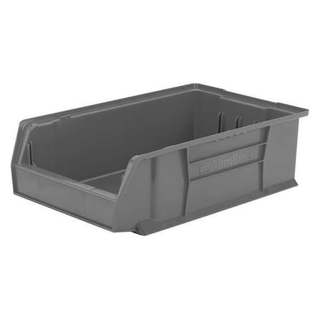 Storage Bin, Plastic, Gray, 6 in H, 12 3/8 in W, 20 in L