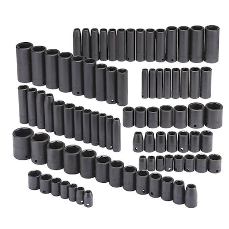 3/8", 1/2" Drive Impact Socket Set, Metric, SAE, 86 pcs