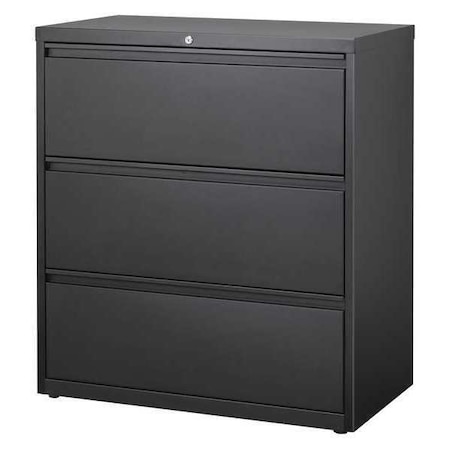 36 in W 3 Drawer Lateral File Cabinet, Black,  A4/Legal/Letter