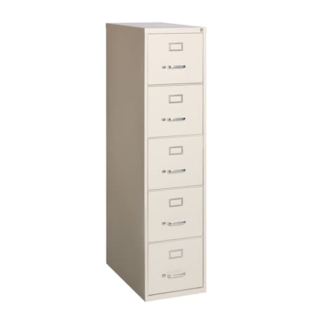 15" W 5 Drawer Vertical File Cabinet, Putty,  Letter