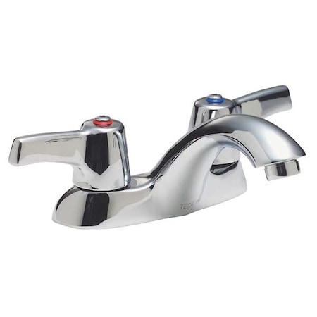 Vandal Resistant Bathroom Faucet Rigid Spout, Chrome 2 Holes, Lever Handle