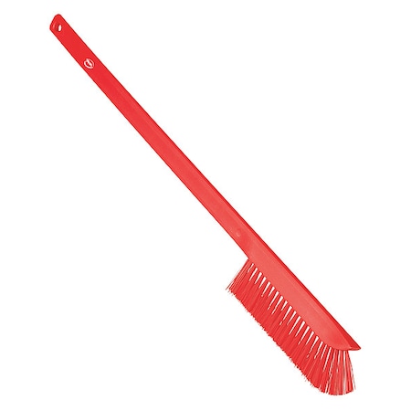 59/100 in W Wand Brush, Medium, 17 in L Handle, 2 9/25 in L Brush, Red, Plastic
