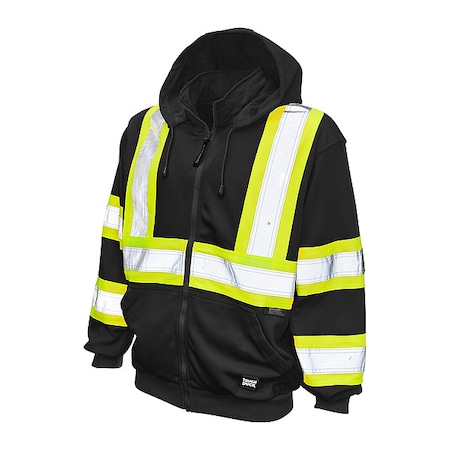 High Visibility Sweatshirt, 1, O, Polyester, Black, 2XL