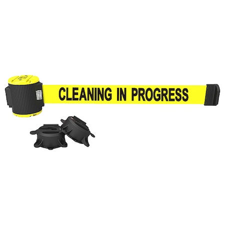 Retractable Belt Barrier, Yellow, 15 ft Length, Closed for Maintenance