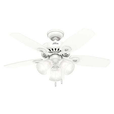 Decorative Ceiling Fan, 42 in Blade Dia, 5 Blades, 3 Speeds, 120V AC, White