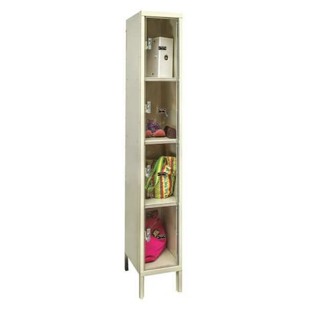 Box Locker, 12 in W, 12 in D, 78 in H, (1) Wide, (4) Tier, Tan