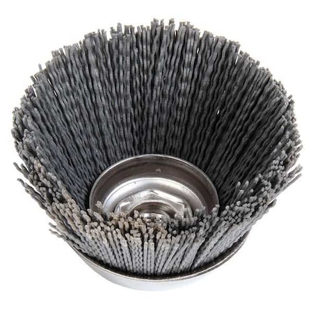 Cup Wire Brush, Threaded Arbor, 3-1/2"