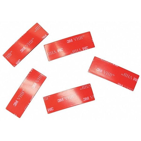 Double-Sided Foam Tape, 3/4 in W, 3 in L, 1/16 in, Polyethylene Foam, Double-Sided, 5 PK