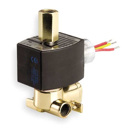 Solenoid Valve, 3-Way, 2-Position, Normally Closed, 1/4 in Pipe Size, 120V AC, Quick Exhaust, Brass