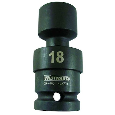 WESTWARD 1/2 in Drive Impact Socket, Standard Socket, Black Oxide,5/8 in