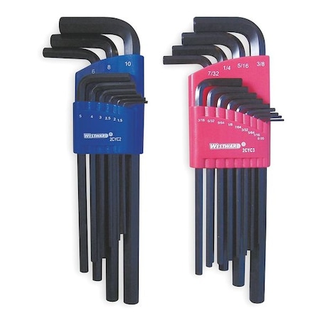 22 Piece Metric/SAE L-Shape Hex Key Set, 2CYC4
