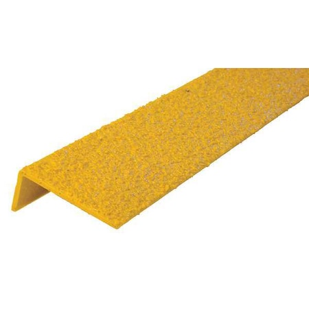 Anti-Slip Stair Nosing Fiberglass Reinforced Plastic Medium Grit Size, Yellow, 48 in W x