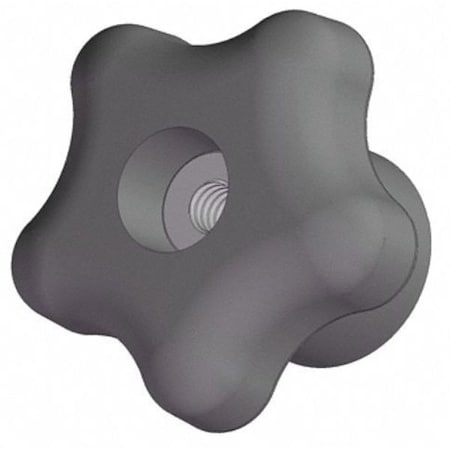 Star Knob, 1/4-20 Thread Size, 1-1/4"L, Thru, Locking Tap, Steel