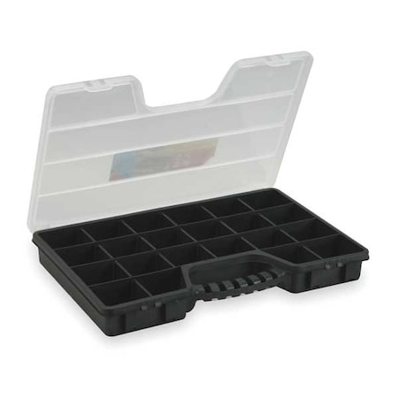 Adjustable Compartment Box with 5 to 22 compartments, Plastic, 2 1/2 in H x 20 in W