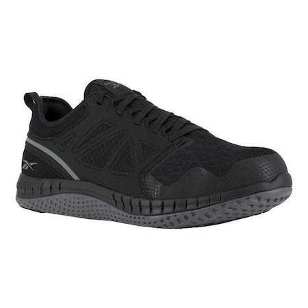 Men's Athletic Shoe, Steel Toe, Mesh, Fabric Upper, Rubber Outsole, Lace Up, Dark Gray, 8 1/2 M