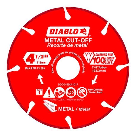 Diamond Saw Blade,Metal,4-1/2" Dia.