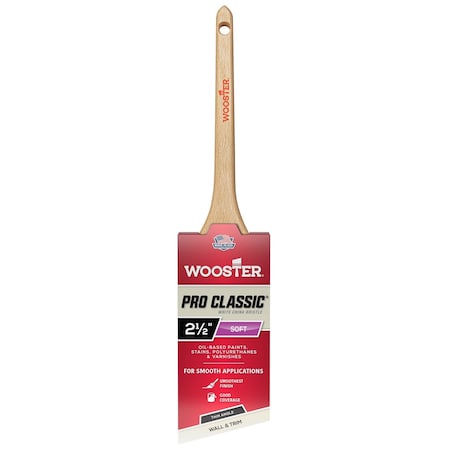 2-1/2" Thin Angle Sash Soft, White China Bristle, Paint Brush, Sealed Maple Wood Handle