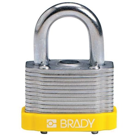 Keyed Padlock, Open, Rectangular Steel Body, Hardened Steel Shackle, 23/32 in W