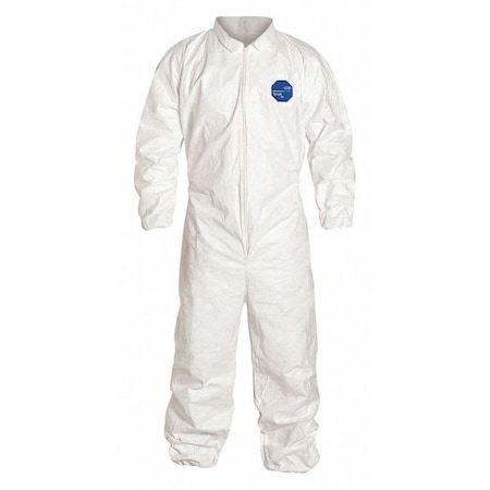 Disposable Coverallss, Collared Coverall, 4XL, Tyvek(R) 400, Elastic Wrist, Elastic Ankle, White