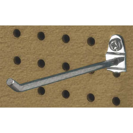 6 In. Single Rod 30 Degree Bend Steel Pegboard Hook for 1/8 In. and 1/4 In. Pegboard, PK10